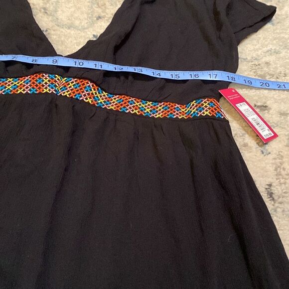 New W Tags Xhilaration Black Embroidered Top / Bathing Suit Coverup - Picture 9 of 14